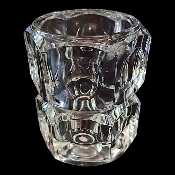 Bohemia Crystal Candle Holder Vase Icy Winter Holiday Party Cube Witchy Glass - Picture 7 of 16